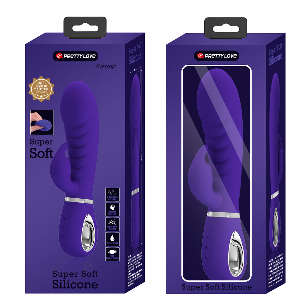 Prescott Super Soft Rabbit Silicone Vibrator - Purple