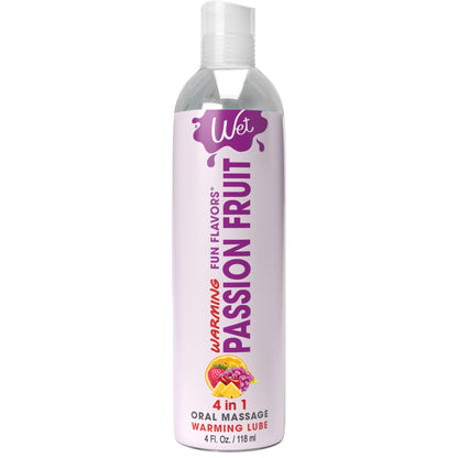 Wet Warming Fun Flavors -  Passion Fruit - 4 in 1 Lubricant 4 Oz