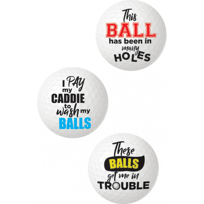 Balls Deep Funny Slogan Golf Balls Assorted Slogan 3pk HTP3735