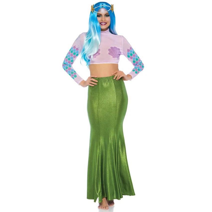 Shimmer Spandex Mermaid Costume Maxi Skirt - Small-Medium - Green LA-86771GRNSM