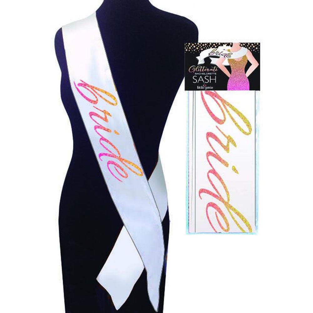 Glitterati Bride Sash - White LG-NVC106
