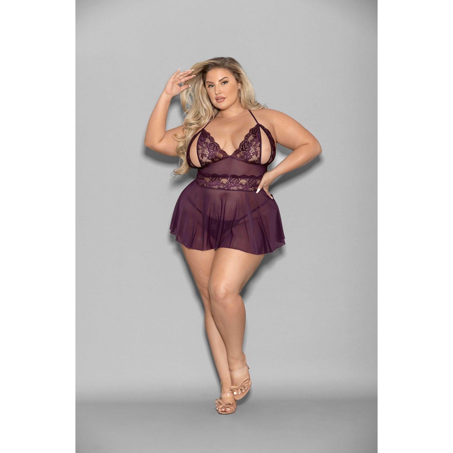 Shorty Babydoll - Queen Size - Plum ES-2183XPLUMQ