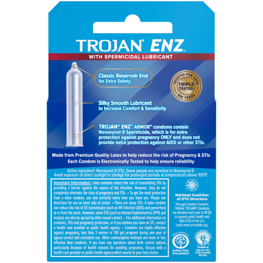 Trojan Enz Armor Spermicidal Lubricated Condoms - 3 Pack