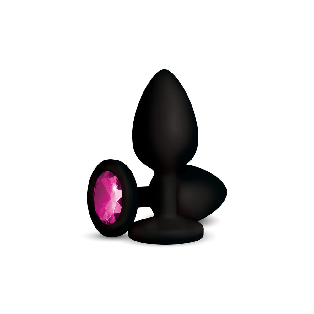 Gemma Pink Gem Black Silicone Plug - Small