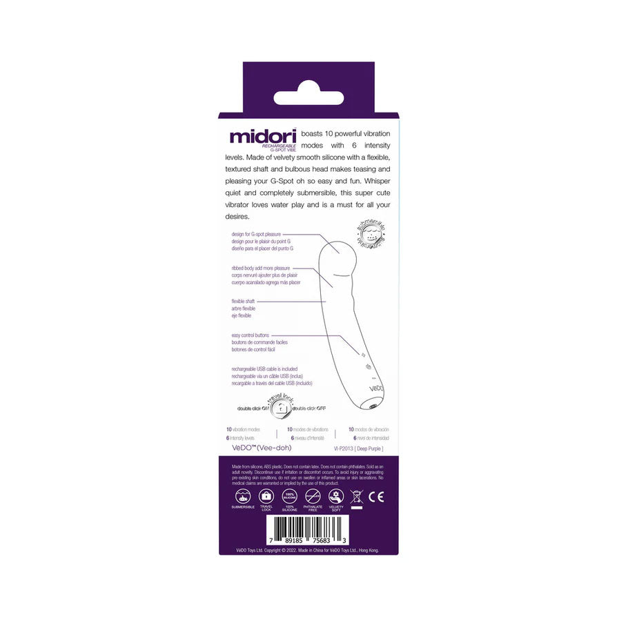 Midori Rechargeable G-Spot Vibe - Deep Purple