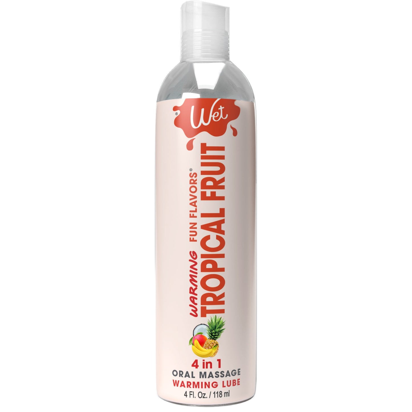 Wet Warming Fun Flavors - Tropical Fruit - 4 in 1  Lubricant 4 Oz