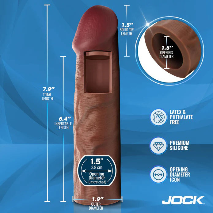 Jock 1.5" Silicone Penis Extension Sleeve - Dark