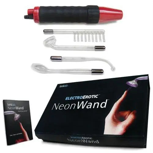 Neon Wand Electrosex Kit - Red and Black Handle Red Electrode