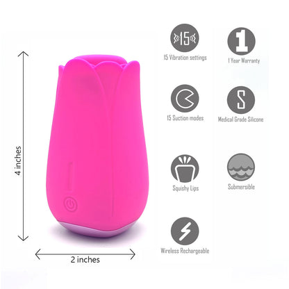 Tulip Pro 15-Function Suction Vibe With Wireless Charging - Pink