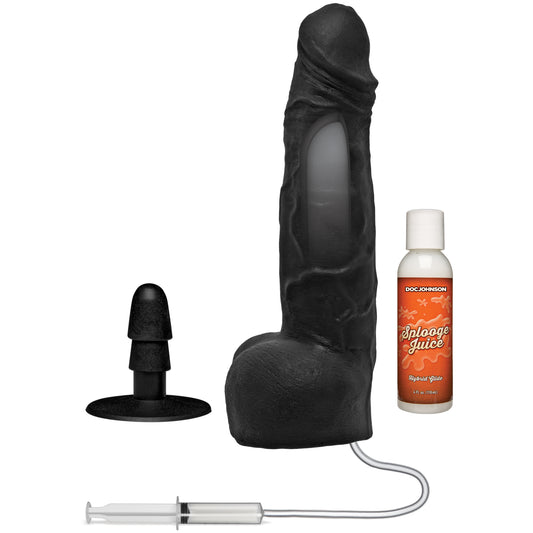 Merci - 10 Inch Dual Density Squirting Cumplay  Cock With Removable Vac-U-Lock Suction Cup -  Black