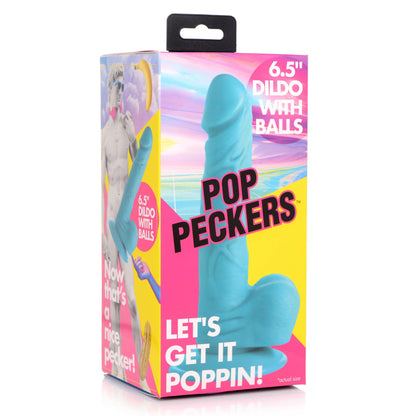 Pop Pecker 6.5 Inch Dildo With Balls - Blue