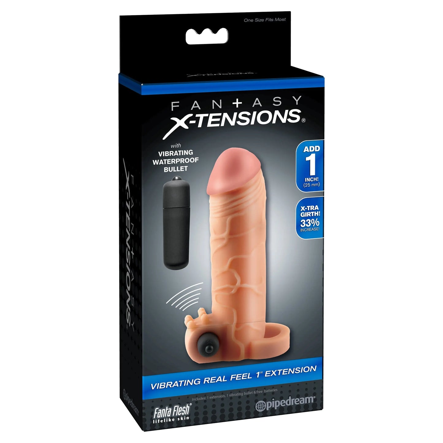 Fantasy X-Tensions Vibrating Real Feel 1-Inch Extension - Light