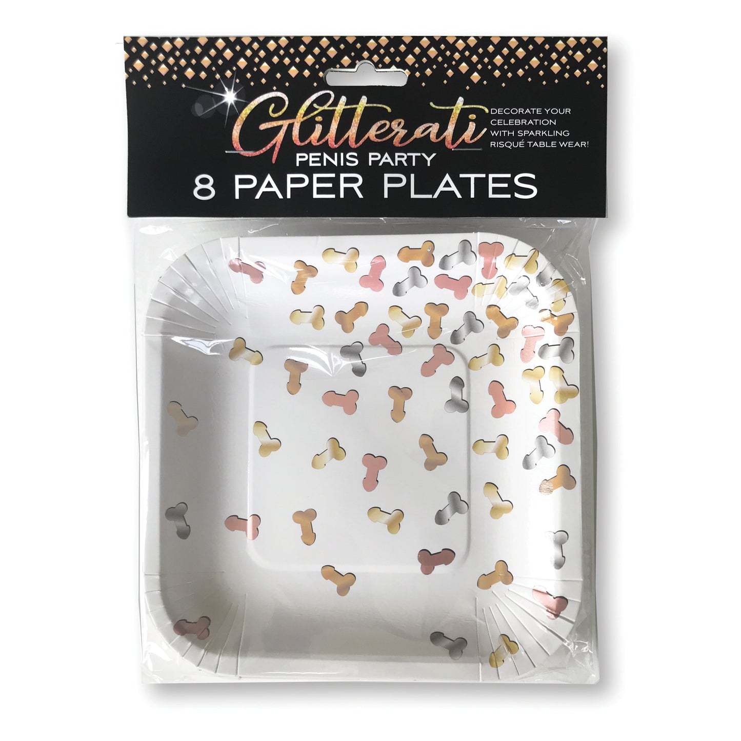 Glitterati Penis Party Paper Plates - 8 Count