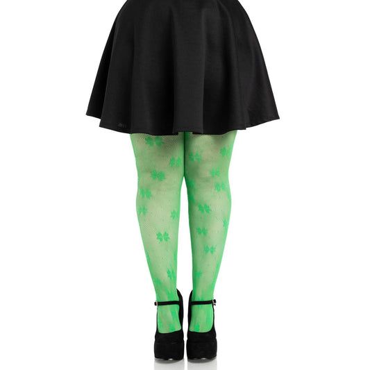 Clover Net Tights - 1x 2x - Green LA-9920XGR1X2