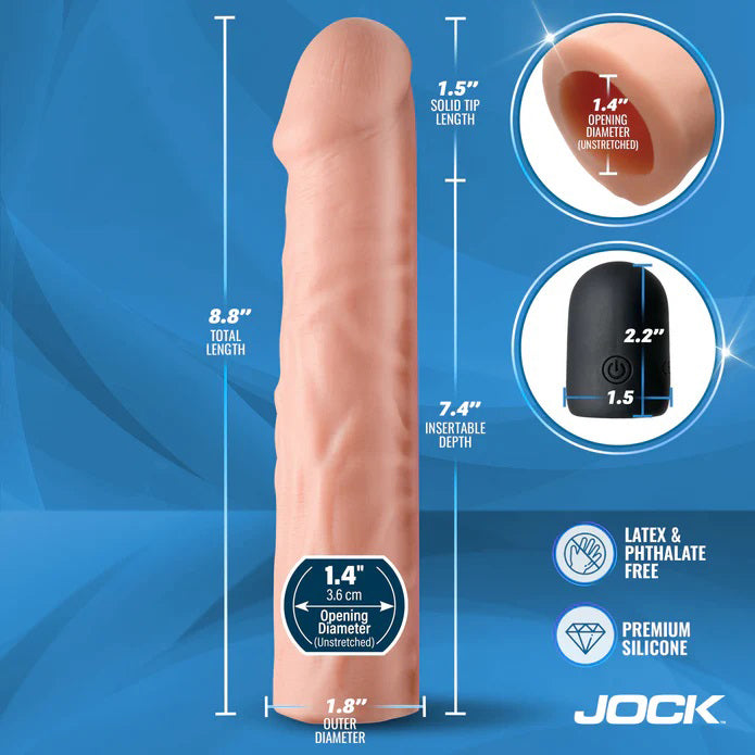 Jock Vibrating Penis Extension with Remote - Light
