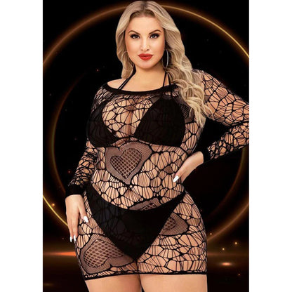 \"Long Sleeve Mini Dress - Queen Size - Black X-LC-119-XBLK\"