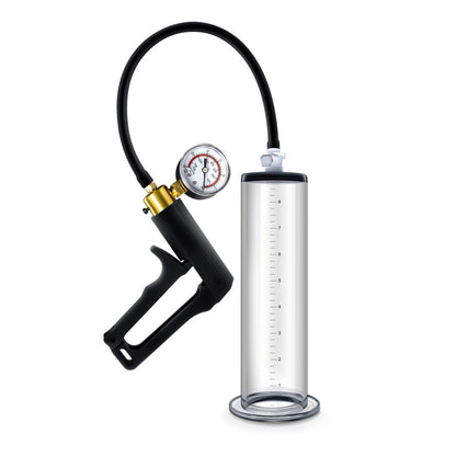 \"Performance - Vx7 Vacuum Penis Pump With Brass Trigger & Pressure Gauge - Clear BL-06401\"
