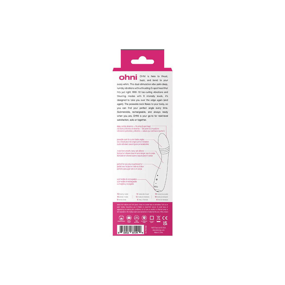 Ohni Rechargeable G-Spot Thrusting Vibe - Pink