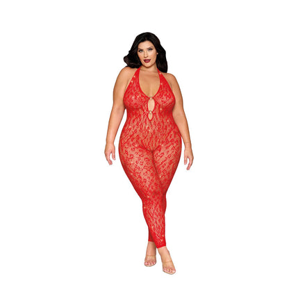 Rhinestone Bodystocking Dmnd - Queen Size - Poinsettia DG-0517XRDQS