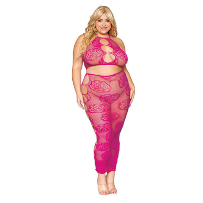 \"Bralette and Long Skirt - Queen Size - Beet DG-0485XBETQ\"