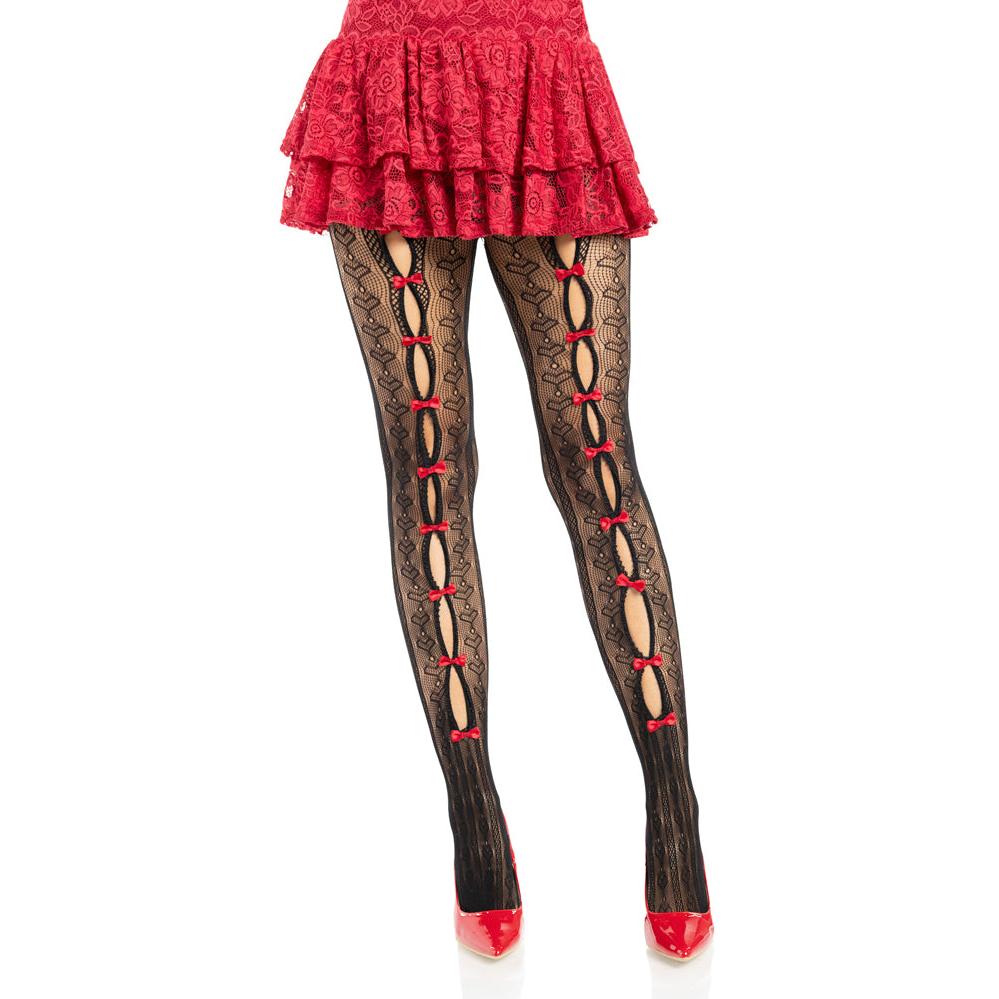 Sweetheart Striped Tights - Os - Black/red LA-9733BRDOS