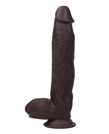 Real Skin 12 Dual Layer Dildo - Dark Brown VB-GL-3250