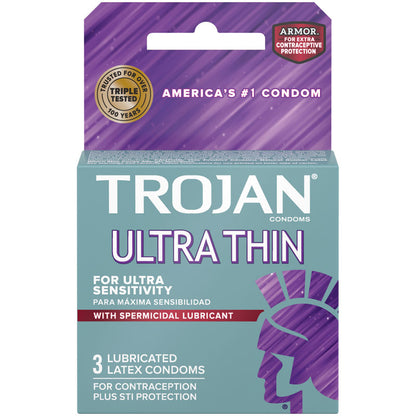 Trojan Ultra Thin Armor Spermicidal Condoms - 3 Pack