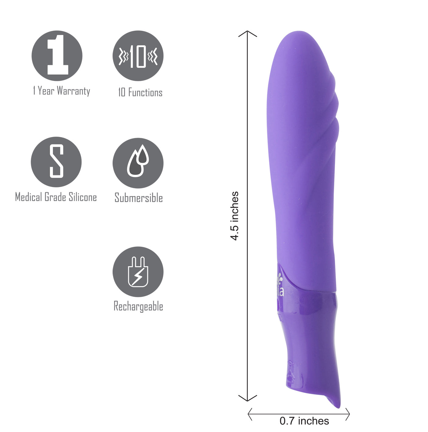 Margo Silicone Textured Bullet Vibrator - Neon Purple