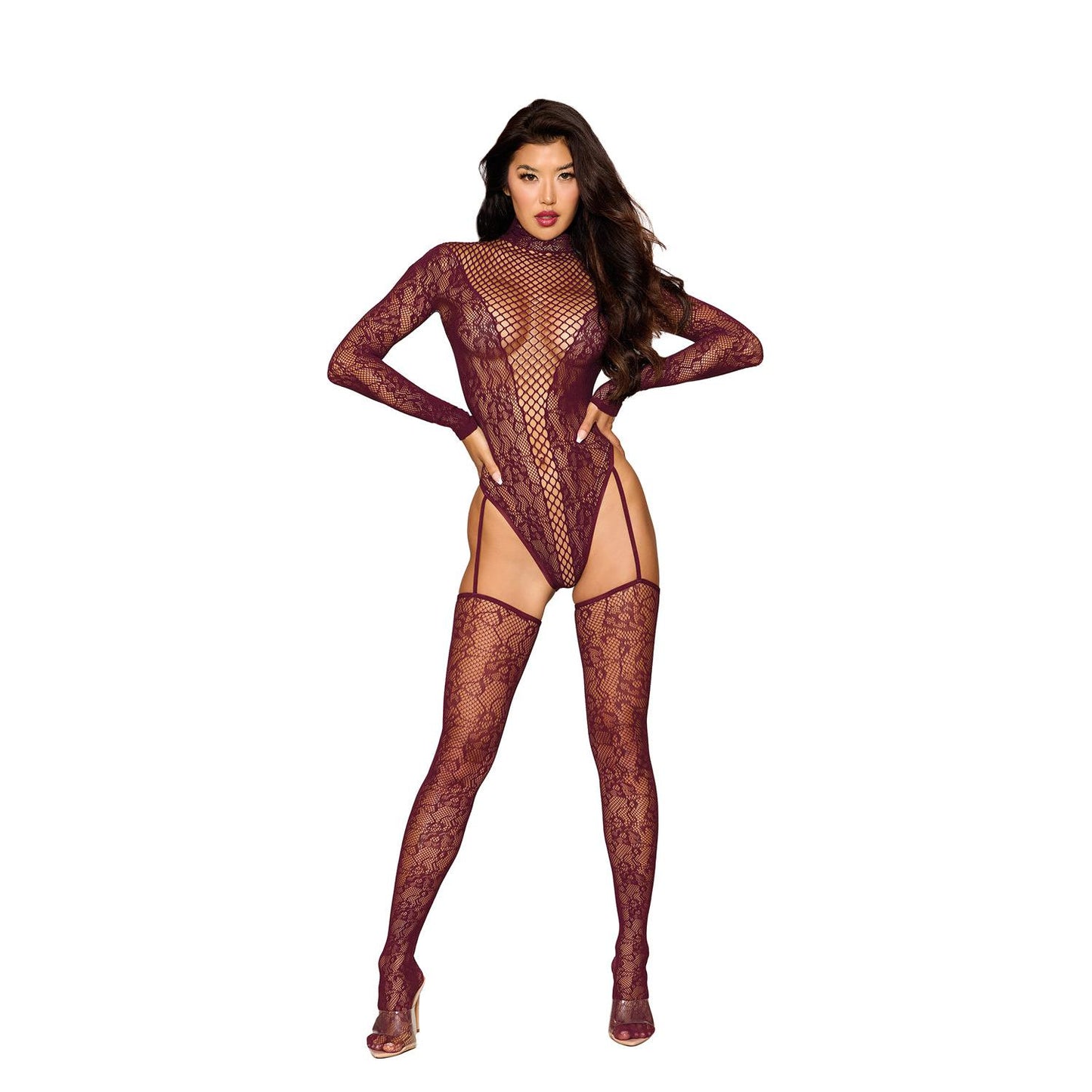 Teddy Bodystocking Dmnd - One Size - Cherry Lacquer DG-0532BRGOS