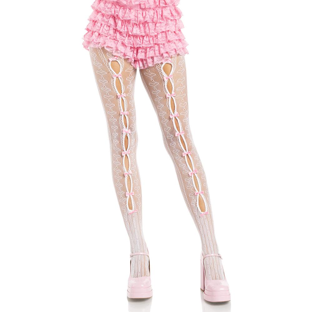 Sweetheart Striped Tights - Os - White/pink LA-9733WPKOS
