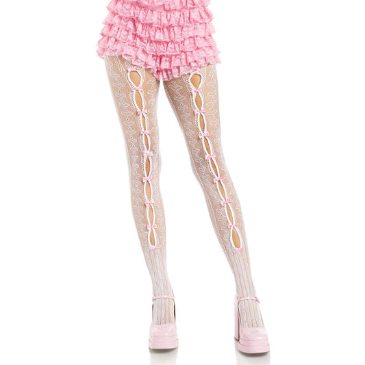 Sweetheart Striped Tights - Os - White/pink LA-9733WPKOS