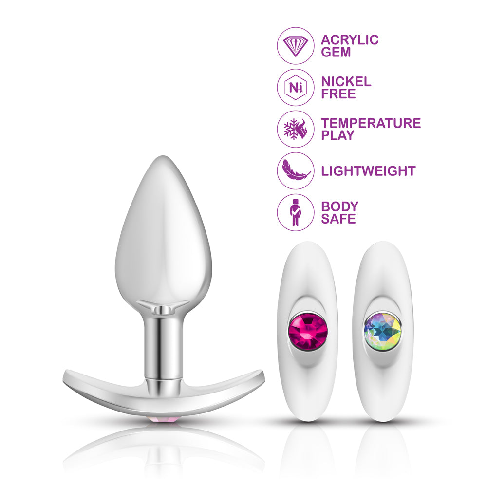 Silver Anchor Buttplug Kit - Clear Iridescent/pink