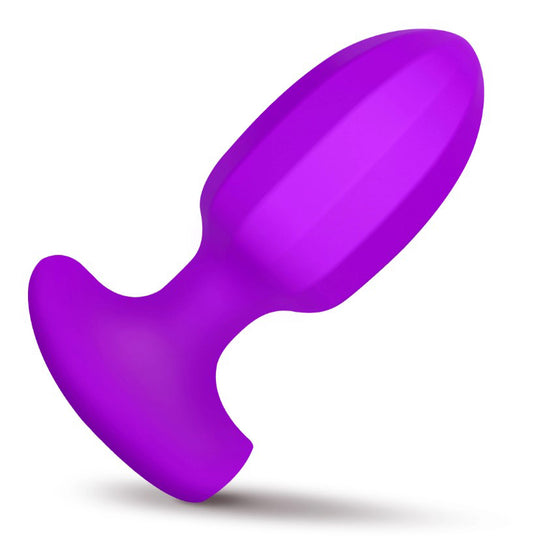 Ribbed Vibrating Silicone Butt Plug - Purple BNG-AH885