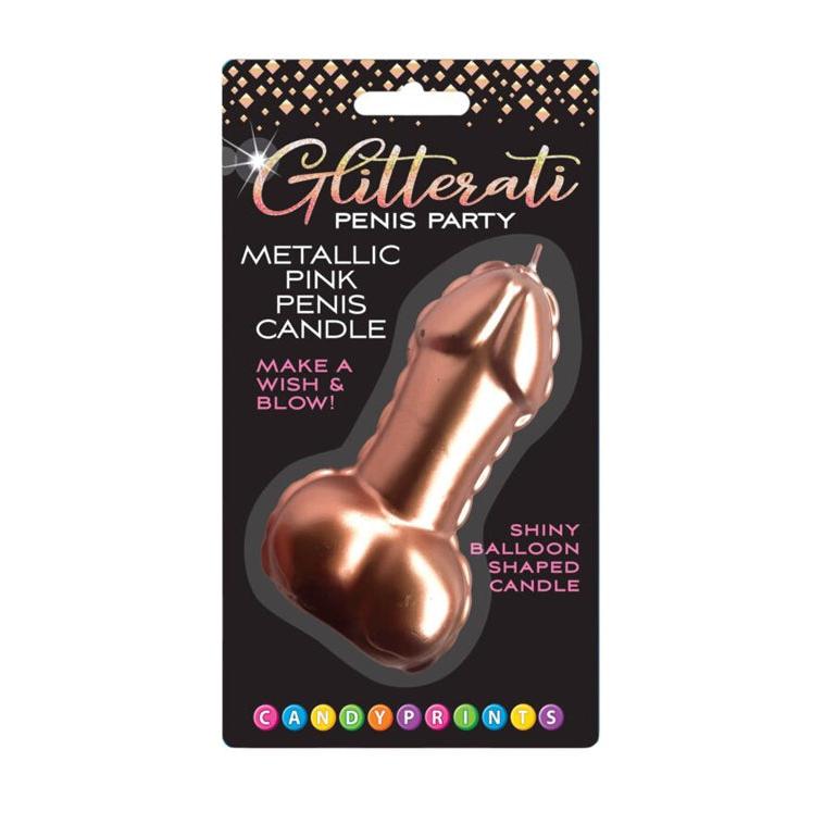 Pink Foil Penis Balloon Candle - Rose Gold LG-CP1245