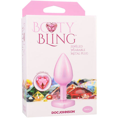 Booty Bling Metal Heart Plug - Small - Pink