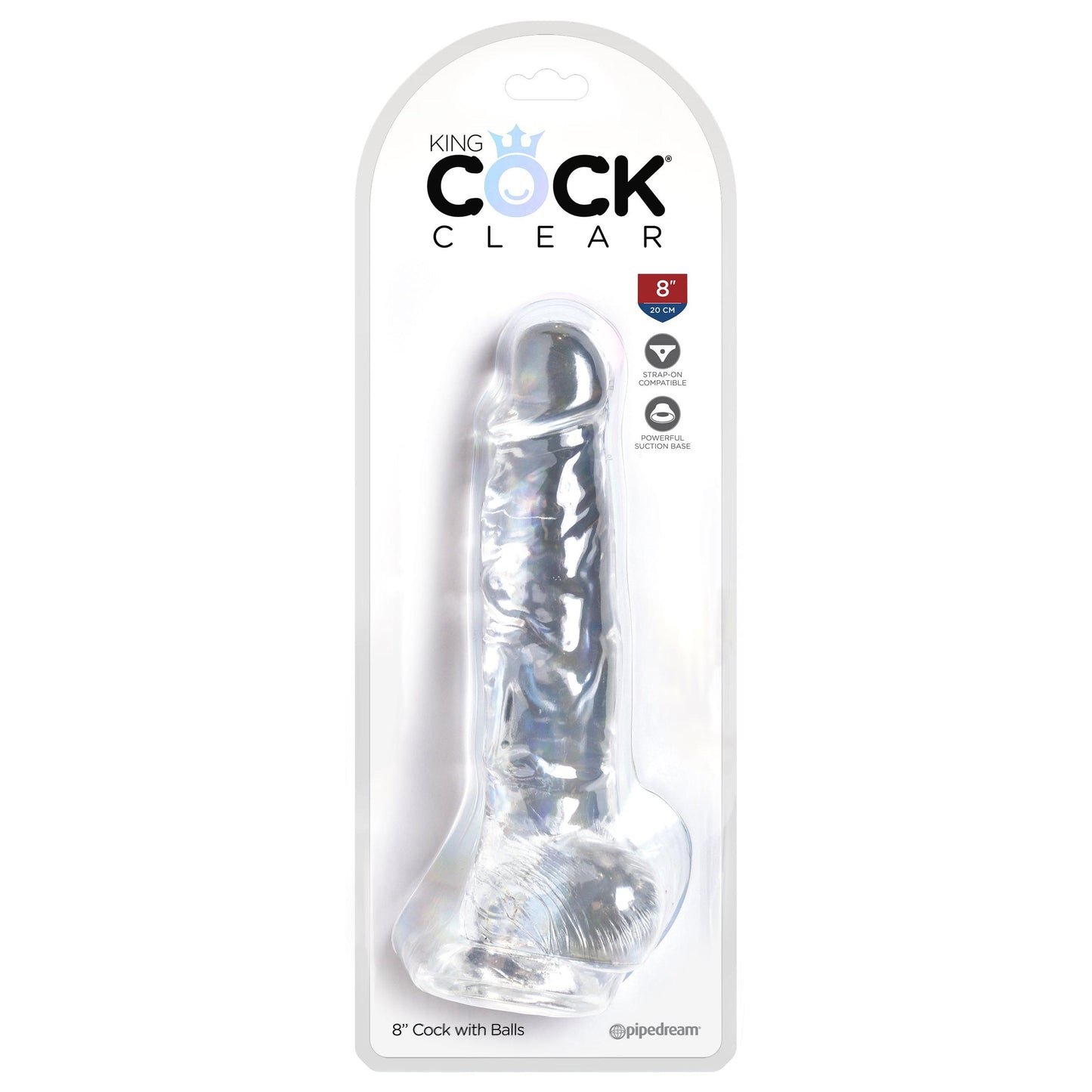 King Cock Clear 8 Inch Cock With Balls PD5756-20