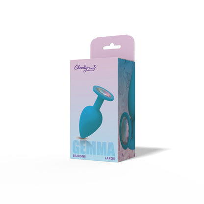 Gemma Clear Iridescent Gem Teal Silicone Plug - L