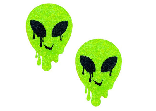 Super Sparkle Lemon Lime Blacklight Glitter Melty Alien Nipple Cover Pasties NN-BLA-MAL