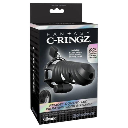 Fantasy C-Ringz Remote-Controlled Vibrating Cock Blocker - Black