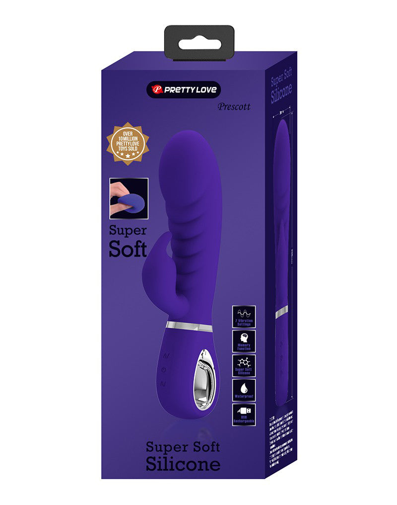 Prescott Super Soft Rabbit Silicone Vibrator - Purple