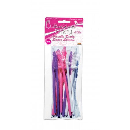 Bachelorette Party Jumbo Flexy Pecker Straws 10 Pack