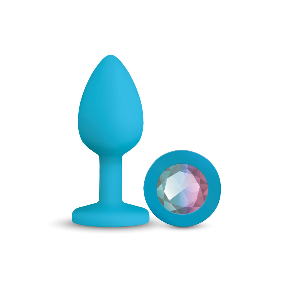 Gemma Clear Iridescent Gem Teal Silicone Plug - S