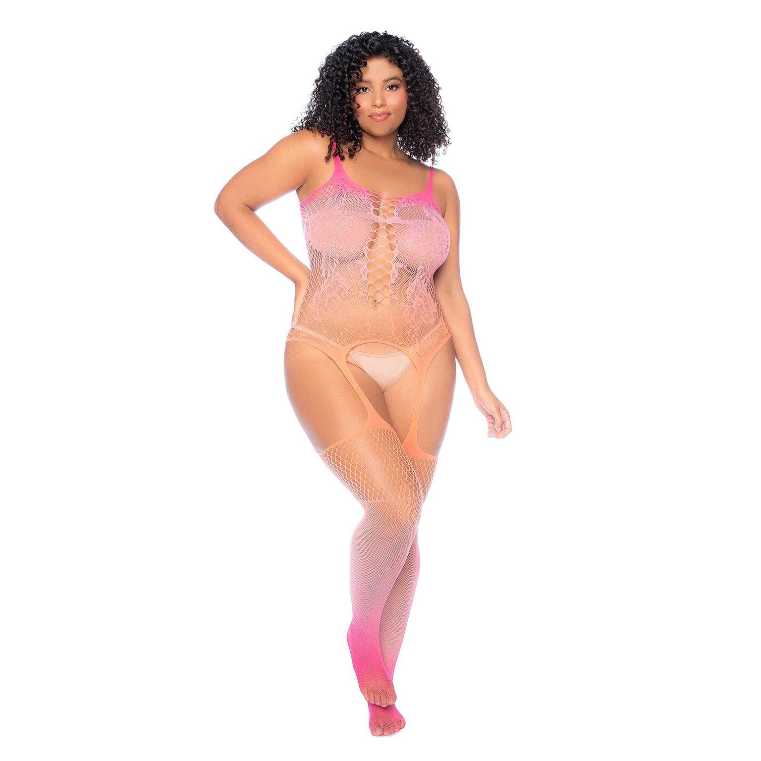 Floral Ombre Bodystocking - O/sx - Sunset GE-1125XSSOS