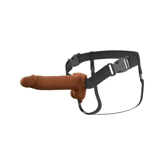 Fantasy X-Tensions Elite 8 Vibrating Hollow Silicone Strap-on - Brown PD4172-29