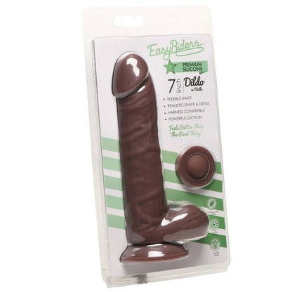 Easy Riders 7" Silicone Dildo With Balls - Dark