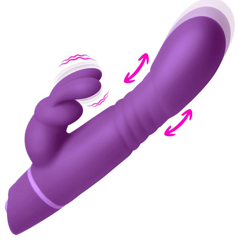 Thrusting Silicone Rabbit Vibrator - Purple BNG-AH794