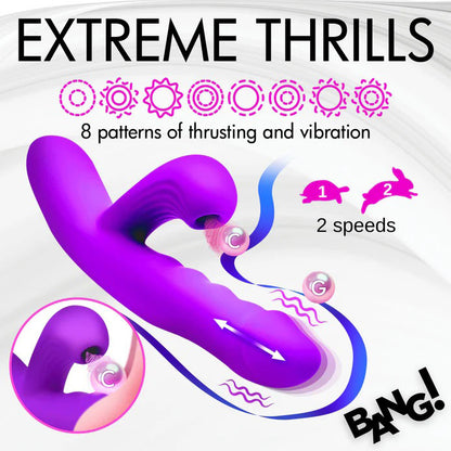 Thrusting and Sucking Rabbit Vibrator - Purple