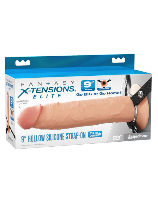 Fantasy X-Tensions Elite 9" Silicone Hollow Strap on - Light