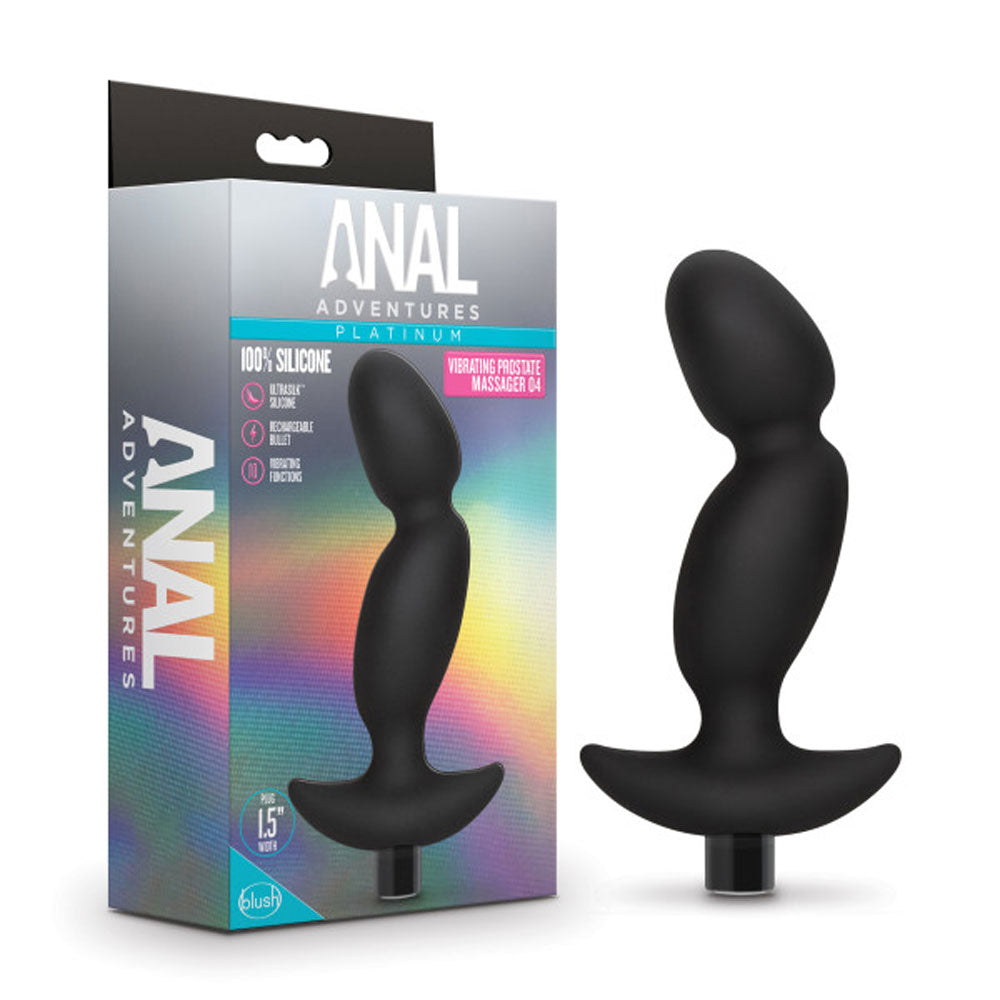 Anal Adventures- Platinum - Silicone Vibrating Prostate Massager 04-Black