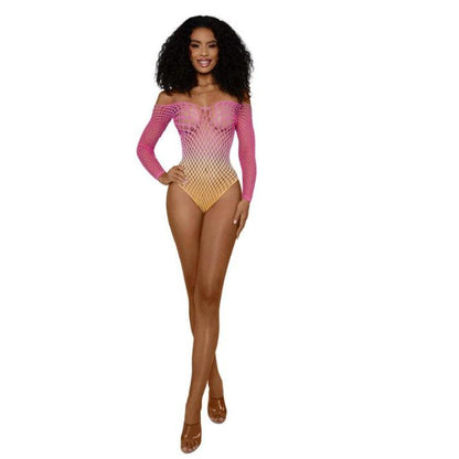 Ombre Net Bodystocking - Os - Tropical Peach DG-14092TPOS